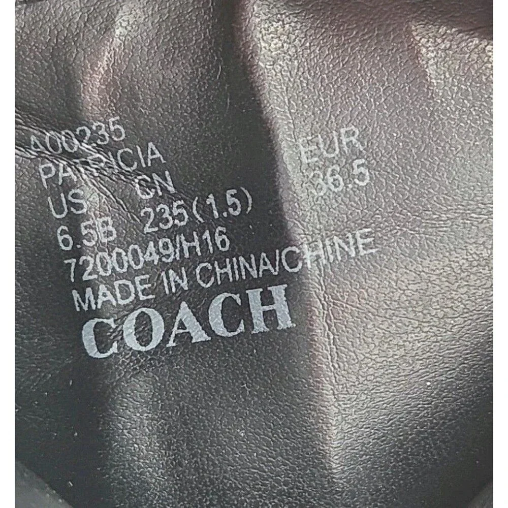 Coach Patricia Black Leather Ankle Booties Block Heel Side Zip Size 6.5B A00235